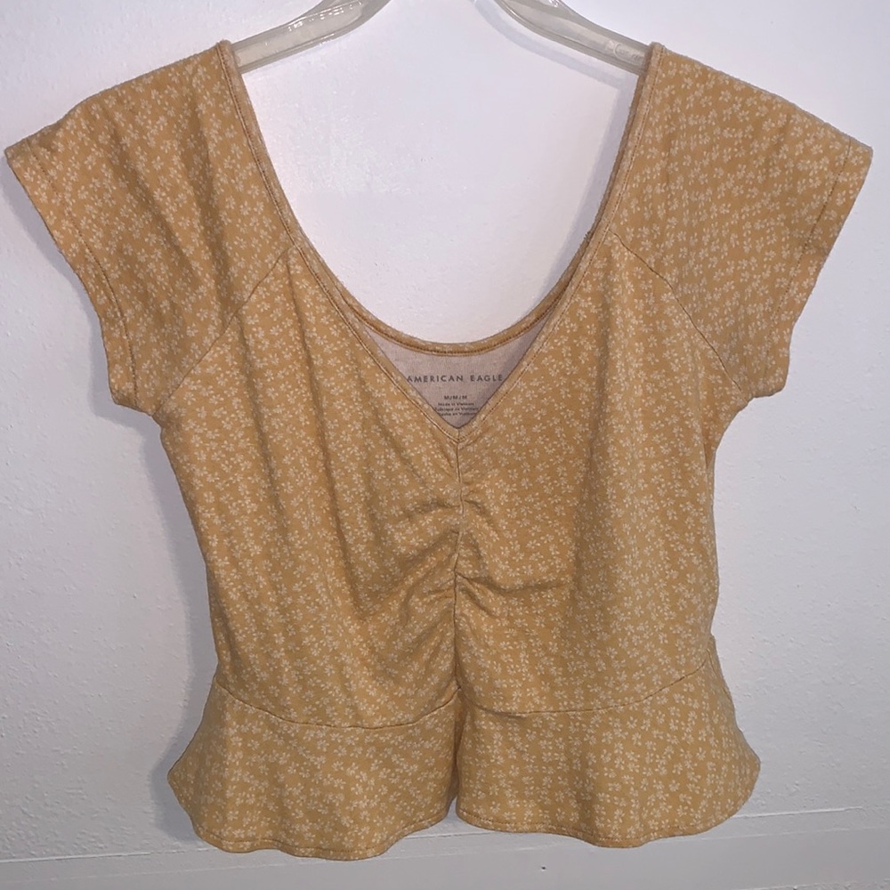 American Eagle Outfitters yellow cropped peplum